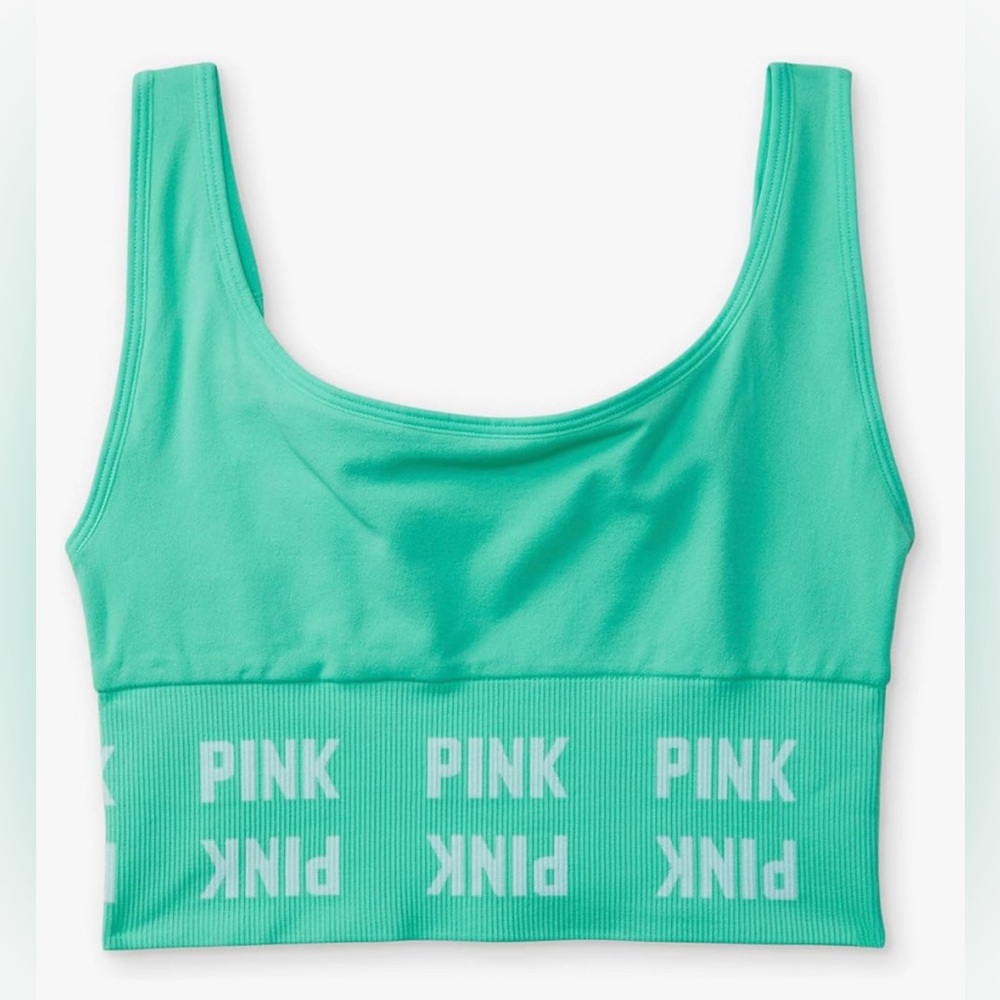 NWT Victoria's Secret PINK Seamless Scoop Neck Sports Bra in Teal Ice